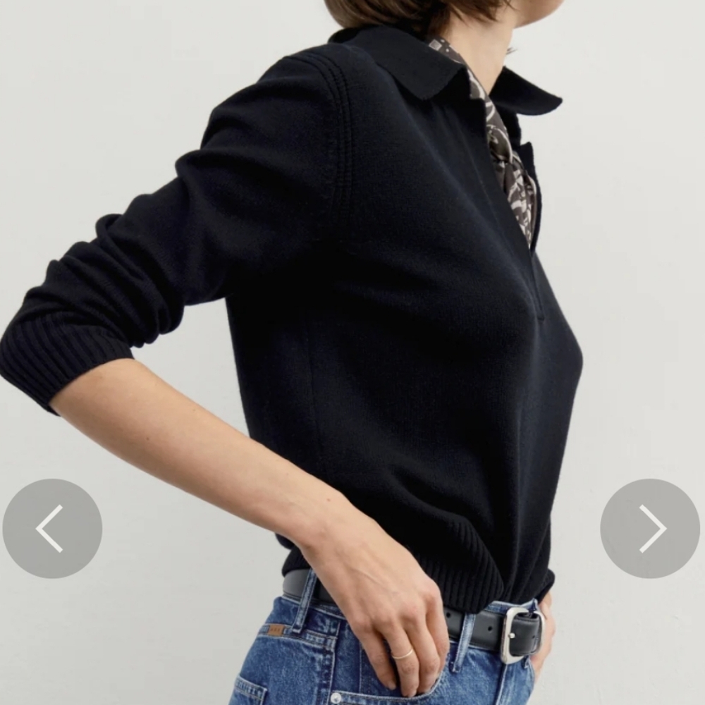 AYR The Cashmere Polo Black pull over sweater long sleeve